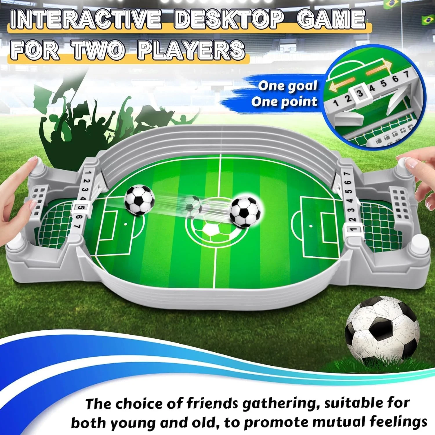 بازی فوتبال دستی کوچک NALACAL - فوتبال رومیزی تعاملی برای کودکان، بازی ورزشی رقابتی قابل حمل برای خانه بازی فوتبال دستی کوچک NALACAL - فوتبال رومیزی تعاملی برای کودکان، بازی ورزشی رقابتی قابل حمل برای خانه