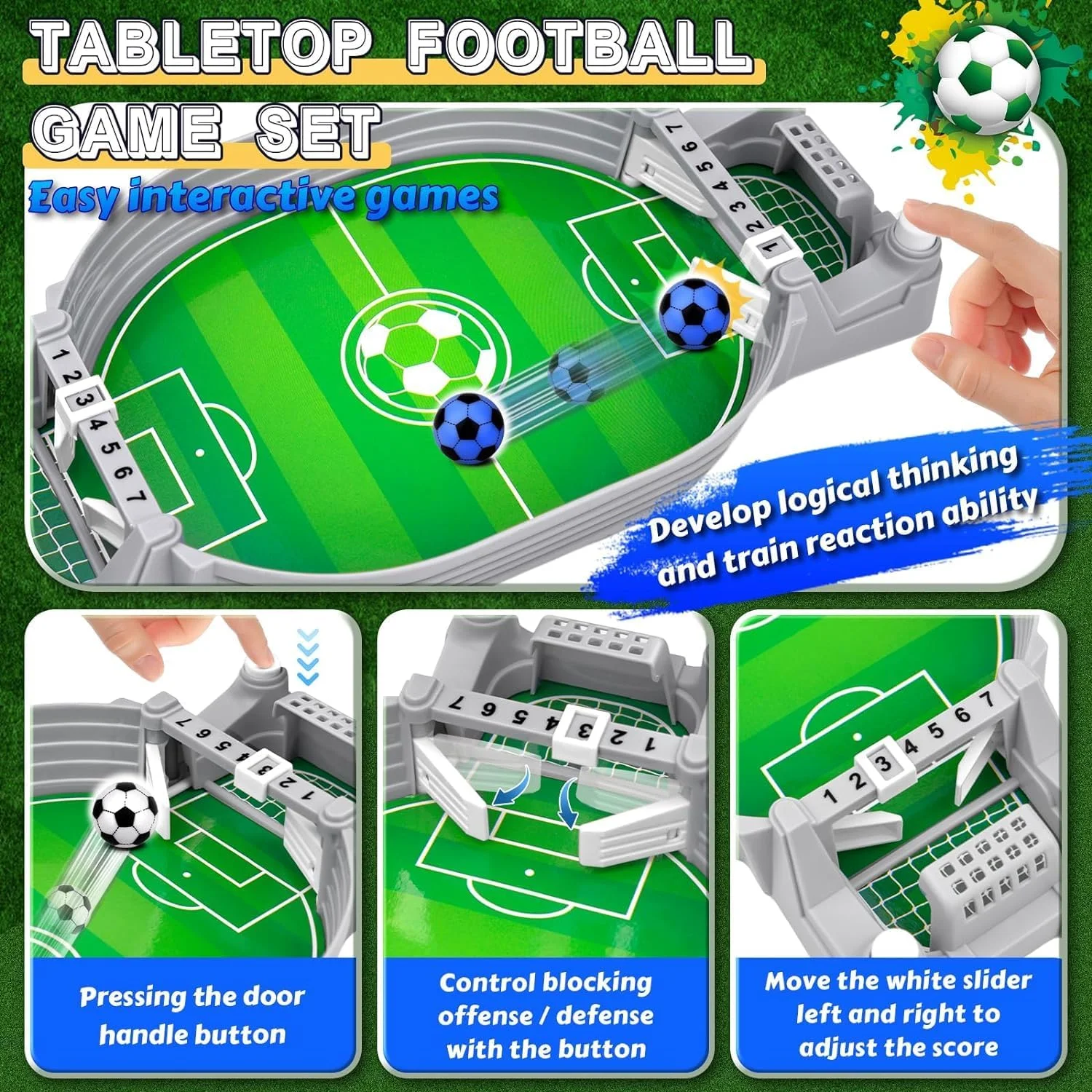 بازی فوتبال دستی کوچک NALACAL - فوتبال رومیزی تعاملی برای کودکان، بازی ورزشی رقابتی قابل حمل برای خانه بازی فوتبال دستی کوچک NALACAL - فوتبال رومیزی تعاملی برای کودکان، بازی ورزشی رقابتی قابل حمل برای خانه