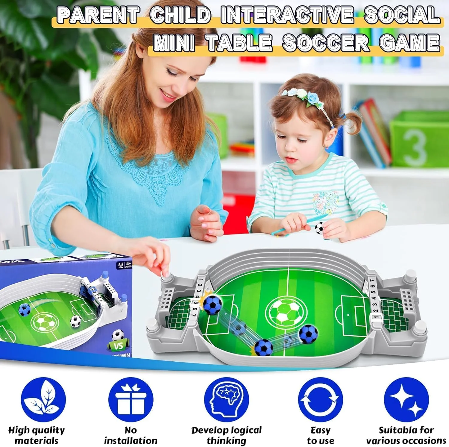 بازی فوتبال دستی کوچک NALACAL - فوتبال رومیزی تعاملی برای کودکان، بازی ورزشی رقابتی قابل حمل برای خانه بازی فوتبال دستی کوچک NALACAL - فوتبال رومیزی تعاملی برای کودکان، بازی ورزشی رقابتی قابل حمل برای خانه