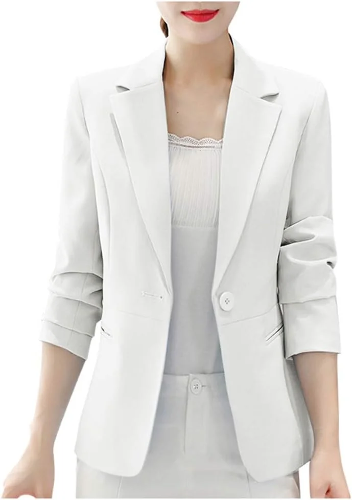 کت بلیزر زنانه Fankle آستین بلند جلو باز دکمه دار سبک مناسب کار و اداره رنگ ثابت