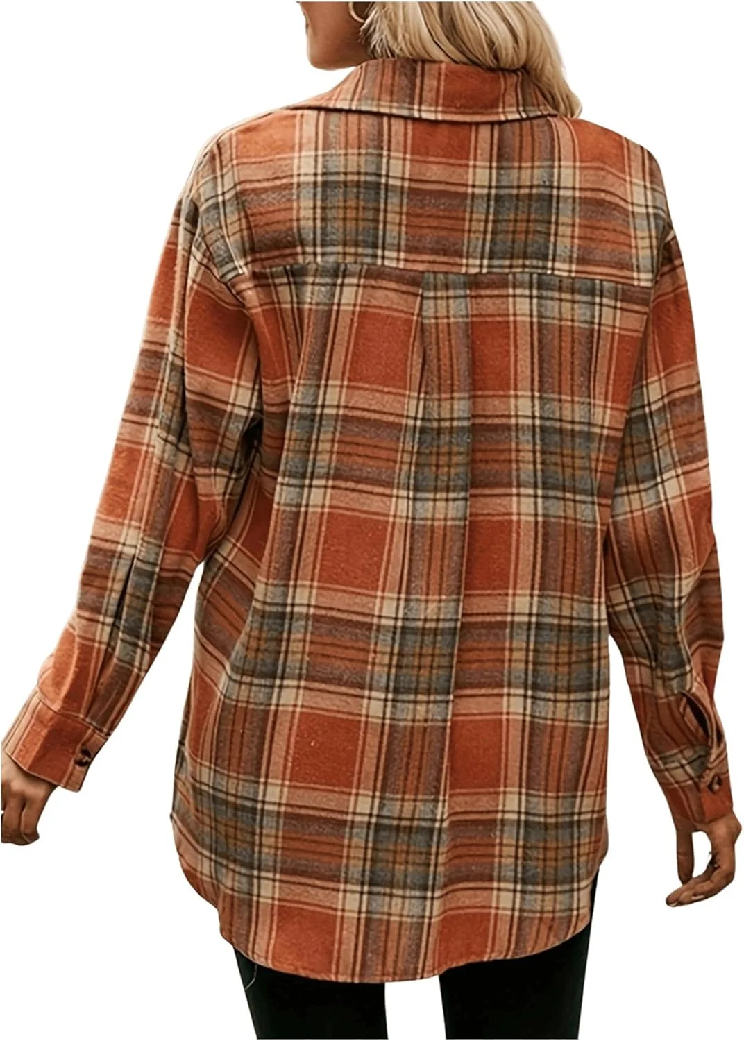 GORGLITTER بلوز آستین بلند دکمه دار چهارخانه زنانه با یقه و جیب