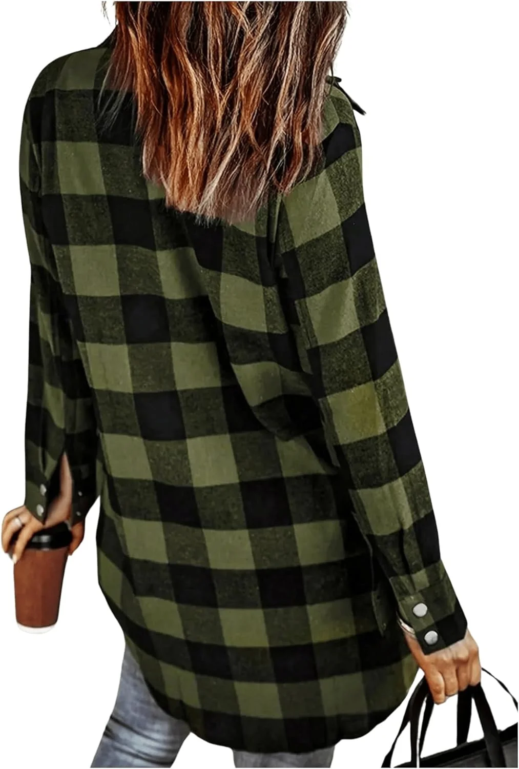 گورگلیتر بلوز زنانه چهارخانه دکمه دار یقه دار آستین بلند پیراهن های غیر رسمی