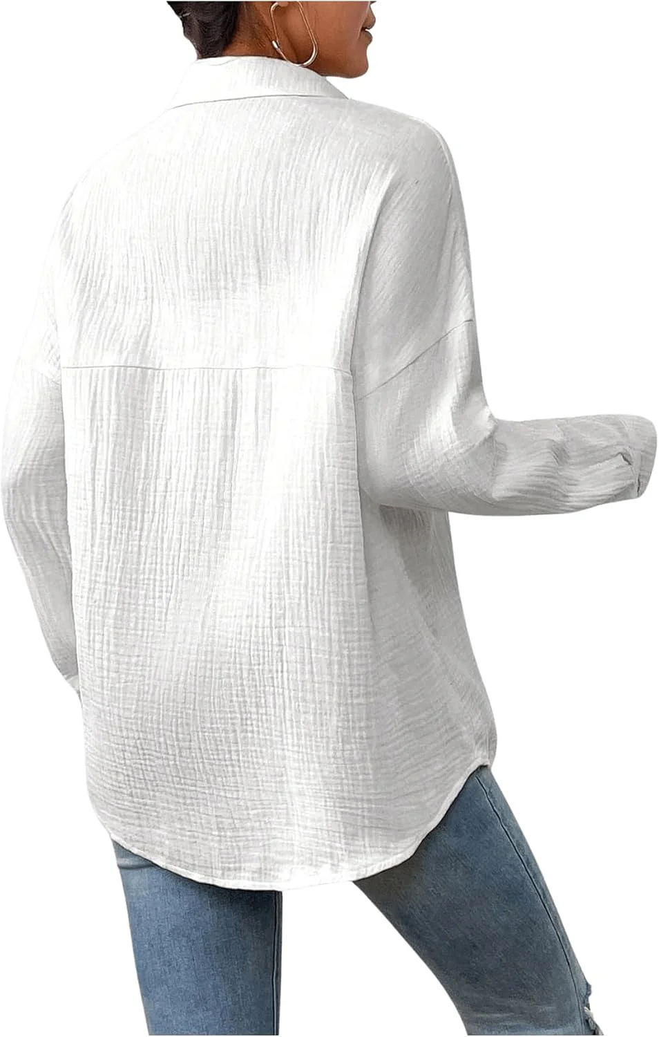 پیراهن دکمه دار آستین بلند زنانه گورگلیتر، یقه دار، دارای جیب، بلوز غیر رسمی