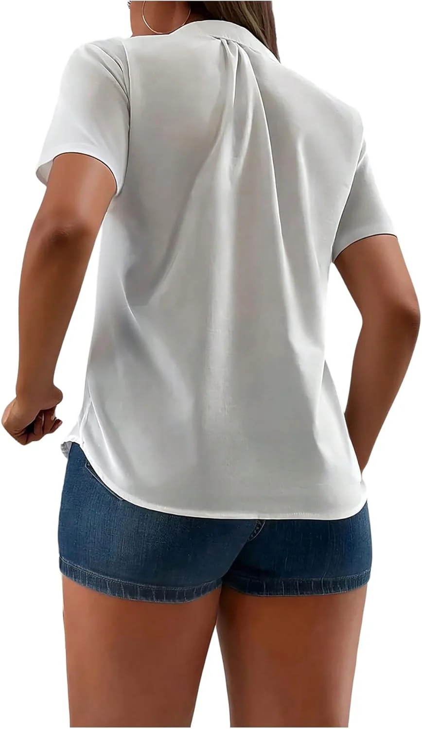 پیراهن آستین کوتاه دکمه دار زنانه گورگلیتر مناسب کار، اداره، محیط های رسمی و استایل کژوال