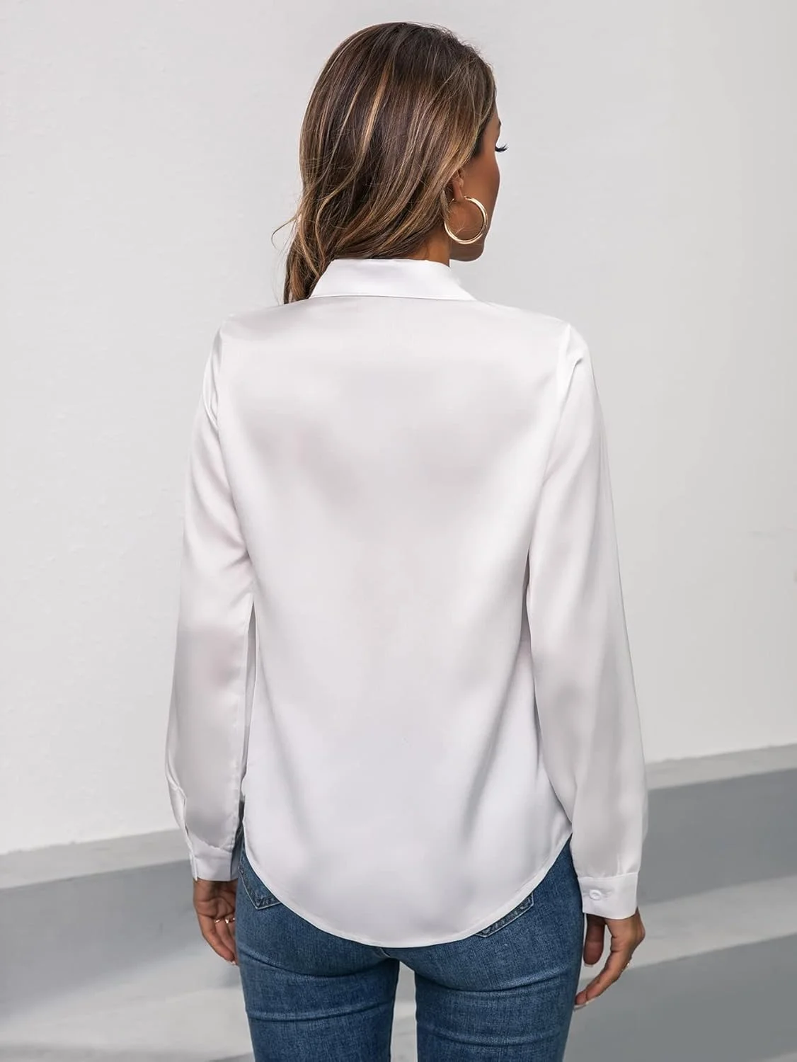 GORGLITTER بلوز زنانه ساتن دکمه دار آستین بلند