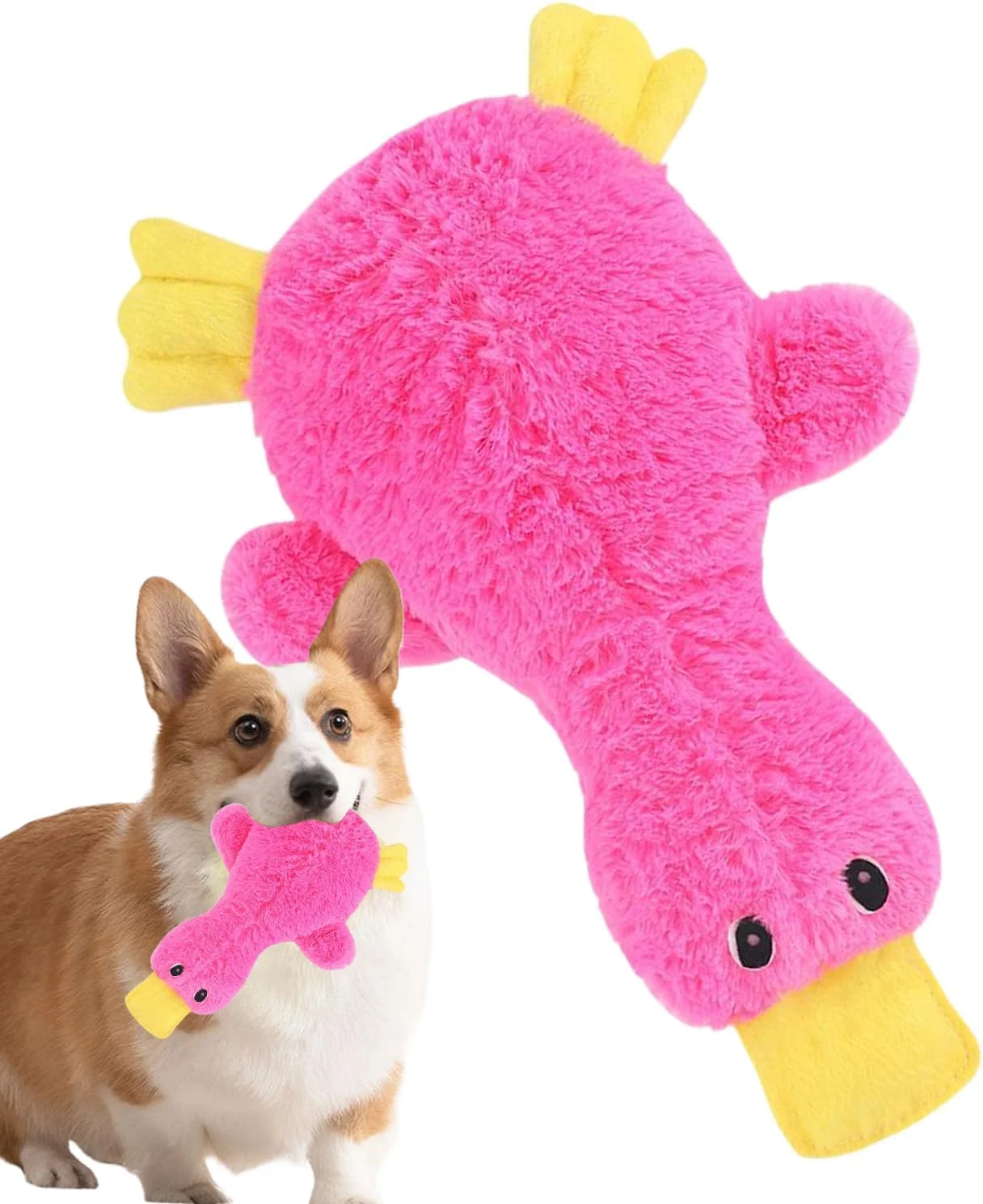 اسباب بازی جویدنی سگ - اردک چروک برای سرگرمی حیوانات بی حوصله، اسباب بازی جویدنی سگ عروسکی صدادار | برای اتاق نشیمن داخلی، بالکن، حیاط، باغ، کمپینگ در فضای باز