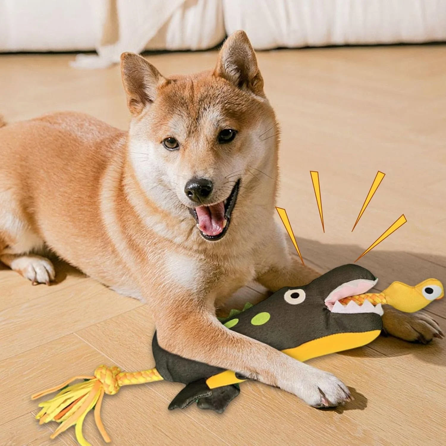 اسباب بازی جویدنی سگ | دندان گیر طرح کروکودیل و اردک | عروسک صدادار اسباب بازی حیوانات خانگی - برای پرتاب کردن، اتاق نشیمن، بالکن، حیاط، نژادهای کوچک، متوسط و بزرگ