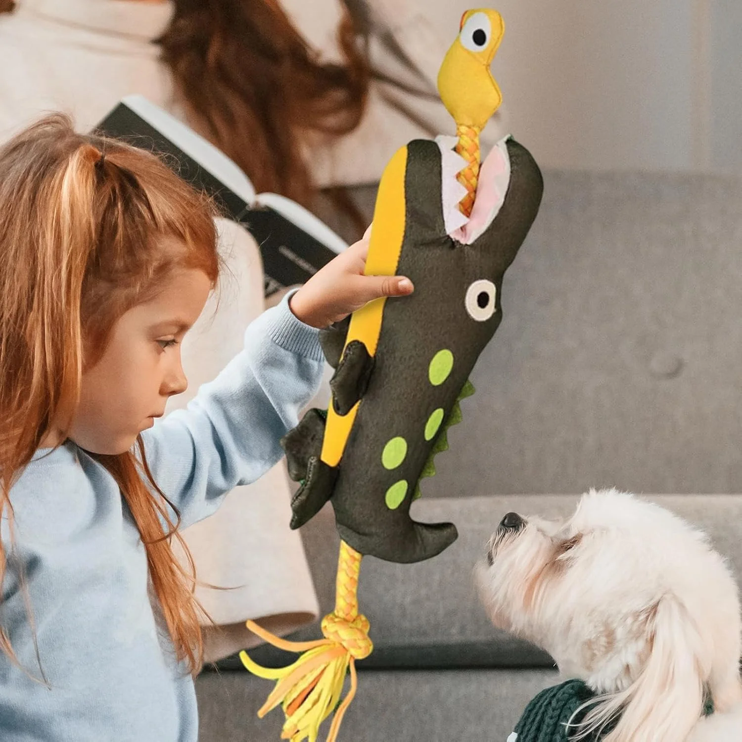 اسباب بازی جویدنی سگ | دندان گیر طرح کروکودیل و اردک | عروسک صدادار اسباب بازی حیوانات خانگی - برای پرتاب کردن، اتاق نشیمن، بالکن، حیاط، نژادهای کوچک، متوسط و بزرگ