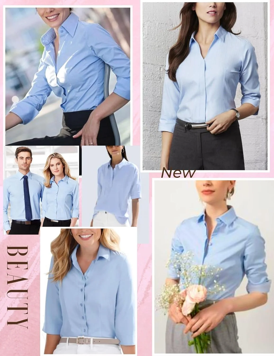 هات تاچ بلوز زنانه پیراهن نخی آستین سه ربع لباس کار رسمی اداری زنانه پیراهن های جذب پایه یقه هفت آستین کوتاه