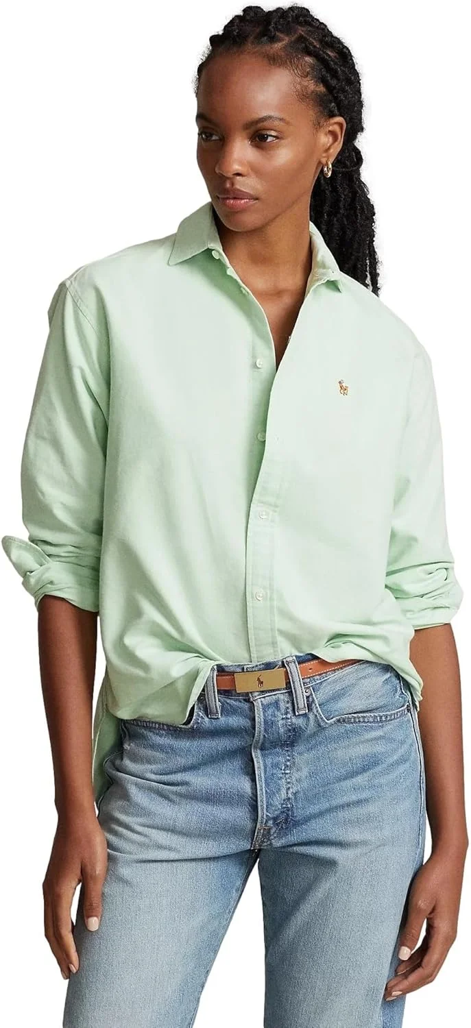 پیراهن زنانه آکسفورد کلاسیک دکمه دار پولو رالف لورن