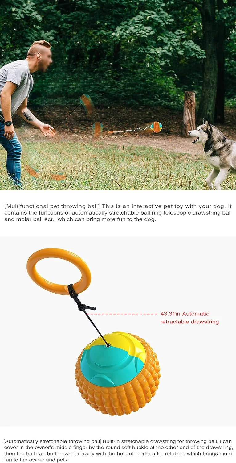 توپ پرتابی دستی تلسکوپی حلقه NW، توپ یو-یو، توپ حیوانات خانگی، اسباب بازی سگ، توپ سگ (نارنجی)