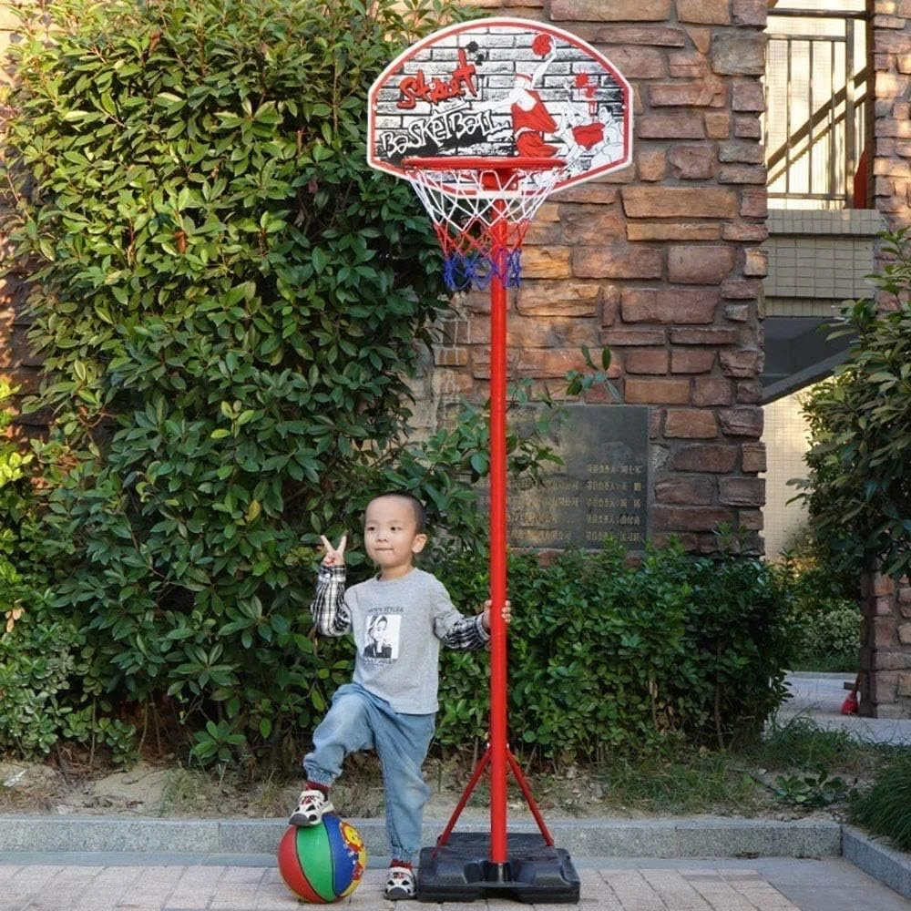 حلقه بسکتبال قابل تنظیم نوجوانان، پایه بسکتبال قابل حمل، مجموعه تخته و تور بسکتبال با توپ، جنس آهن، ارتفاع قابل تنظیم 65-265 سانتی متر، پایدار حلقه بسکتبال قابل تنظیم نوجوانان، پایه بسکتبال قابل حمل، مجموعه تخته و تور بسکتبال با توپ، جنس آهن، ارتفاع قابل تنظیم 65-265 سانتی متر، پایدار