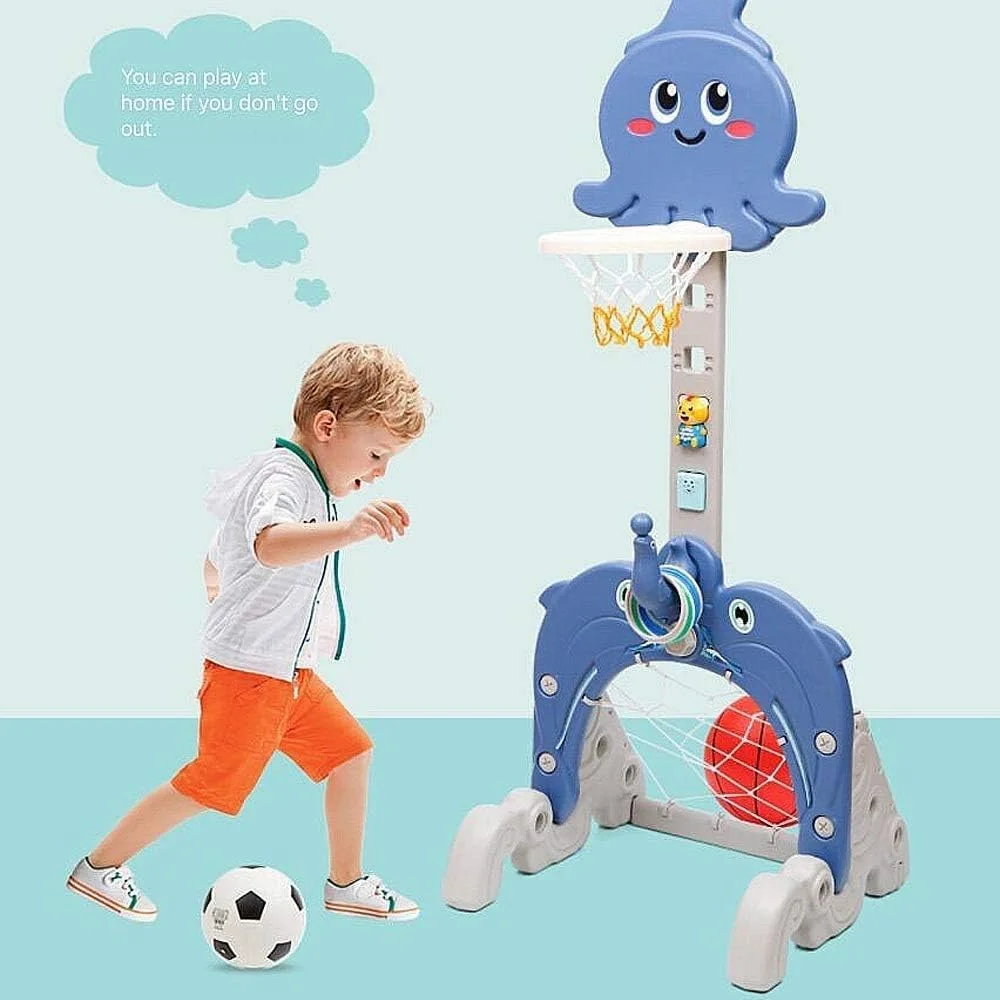 پایه بسکتبال قابل تنظیم برای توپ، مجموعه تور حلقه تخته پشتی اسباب بازی های توپی خانگی 167 سانتی متر با دروازه فوتبال قابل انعطاف برای داخل و خارج از منزل