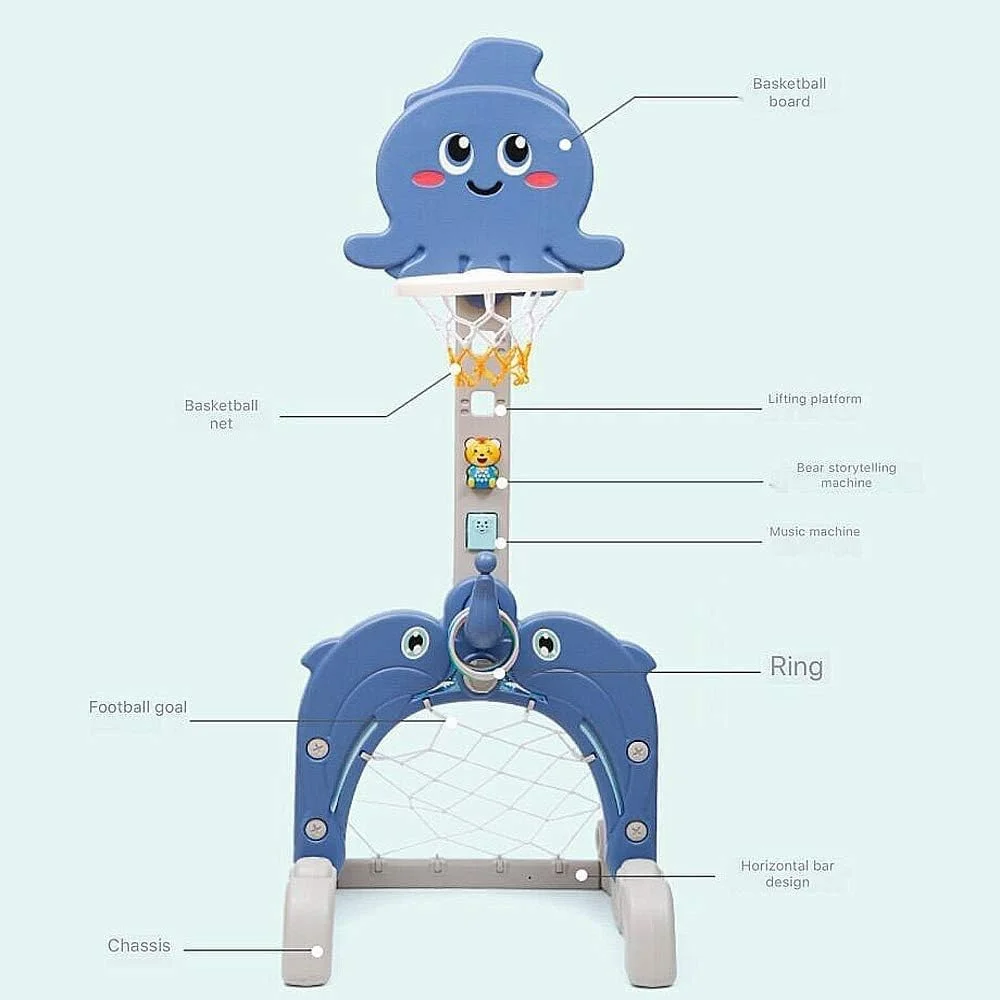 پایه بسکتبال قابل تنظیم برای توپ، مجموعه حلقه تخته پشتی اسباب بازی های توپی خانگی 167 سانتی متر با دروازه فوتبال برای استفاده در داخل و خارج از منزل