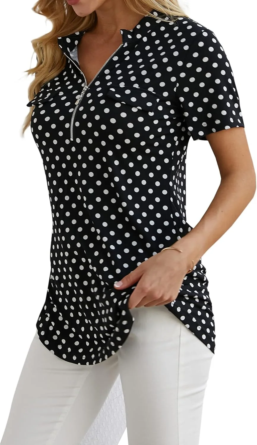 تاپ های زنانه تابستانی آستین کوتاه Ninedaily، بلوزهای غیر رسمی، تونیک زیپ دار طرح گل