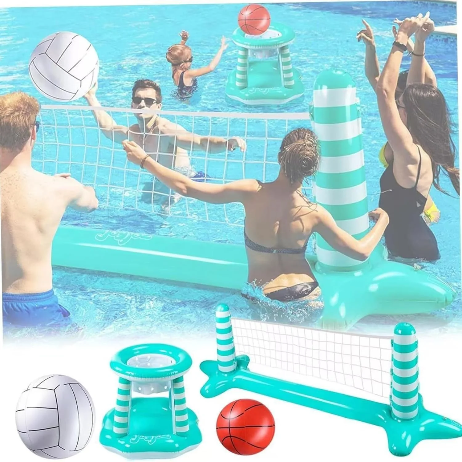 ست والیبال استخر AM ANNA، تور والیبال استخر 118 اینچی برای استخرهای توکار شامل والیبال آبی ارتقا یافته، پمپ توپ و 2 کیسه وزنه، اسباب بازی های بازی استخر برای کودکان و بزرگسالان، هدیه مهمانی تابستانی (سبز) ست والیبال استخر AM ANNA، تور والیبال استخر 118 اینچی برای استخرهای توکار شامل والیبال آبی ارتقا یافته، پمپ توپ و 2 کیسه وزنه، اسباب بازی های بازی استخر برای کودکان و بزرگسالان، هدیه مهمانی تابستانی (سبز)