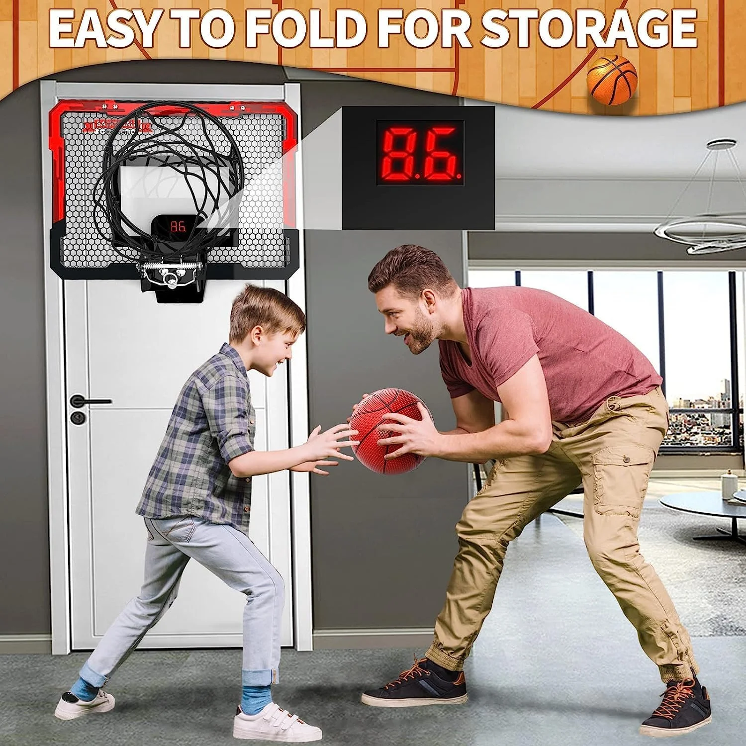 حلقه بسکتبال داخل سالن AM ANNA برای کودکان و بزرگسالان، حلقه مینی بسکتبال با امتیازدهی خودکار برای درب با 2 توپ برای طرفداران بسکتبال حلقه بسکتبال داخل سالن AM ANNA برای کودکان و بزرگسالان، حلقه مینی بسکتبال با امتیازدهی خودکار برای درب با 2 توپ برای طرفداران بسکتبال