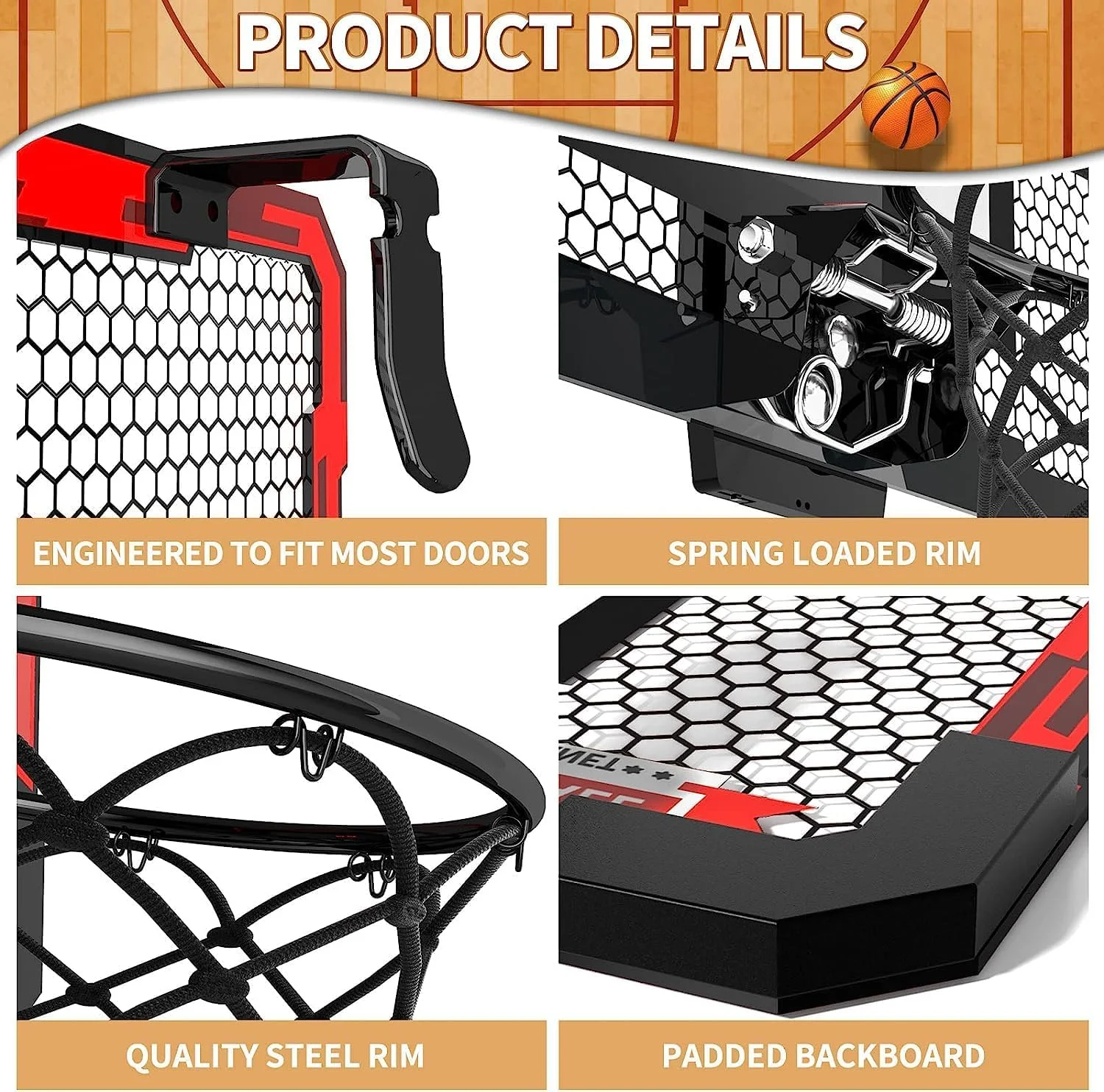 حلقه بسکتبال داخل سالن AM ANNA برای کودکان و بزرگسالان، حلقه مینی بسکتبال با امتیازدهی خودکار برای درب با 2 توپ برای طرفداران بسکتبال حلقه بسکتبال داخل سالن AM ANNA برای کودکان و بزرگسالان، حلقه مینی بسکتبال با امتیازدهی خودکار برای درب با 2 توپ برای طرفداران بسکتبال