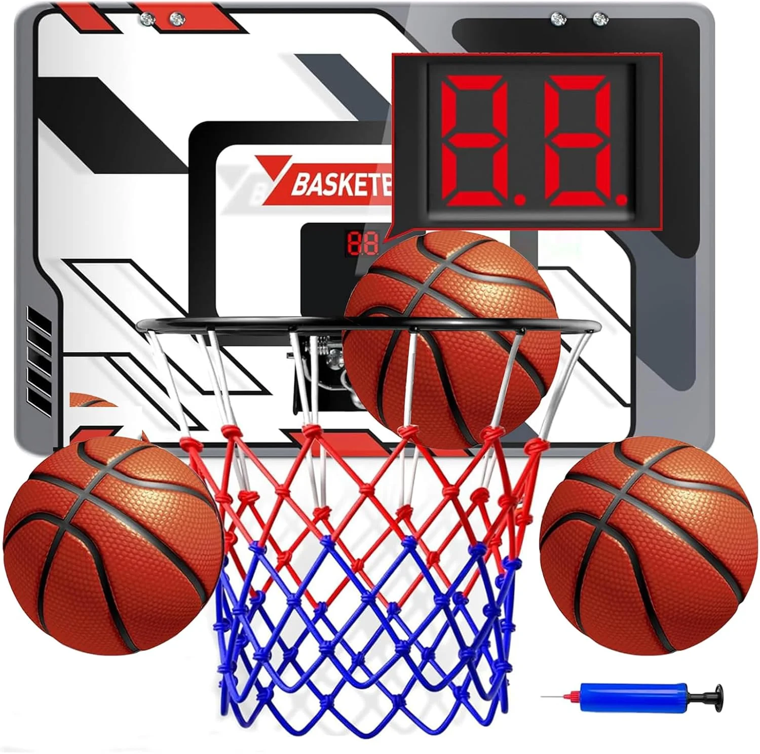 حلقه بسکتبال داخل سالن CyanCloud برای پسران و کودکان 5، 6، 7، 8، 9، 10+ ساله، حلقه بسکتبال کوچک با تابلوی امتیاز الکترونیکی بالای در، اسباب بازی های ورزشی هدیه تولد حلقه بسکتبال داخل سالن CyanCloud برای پسران و کودکان 5، 6، 7، 8، 9، 10+ ساله، حلقه بسکتبال کوچک با تابلوی امتیاز الکترونیکی بالای در، اسباب بازی های ورزشی هدیه تولد