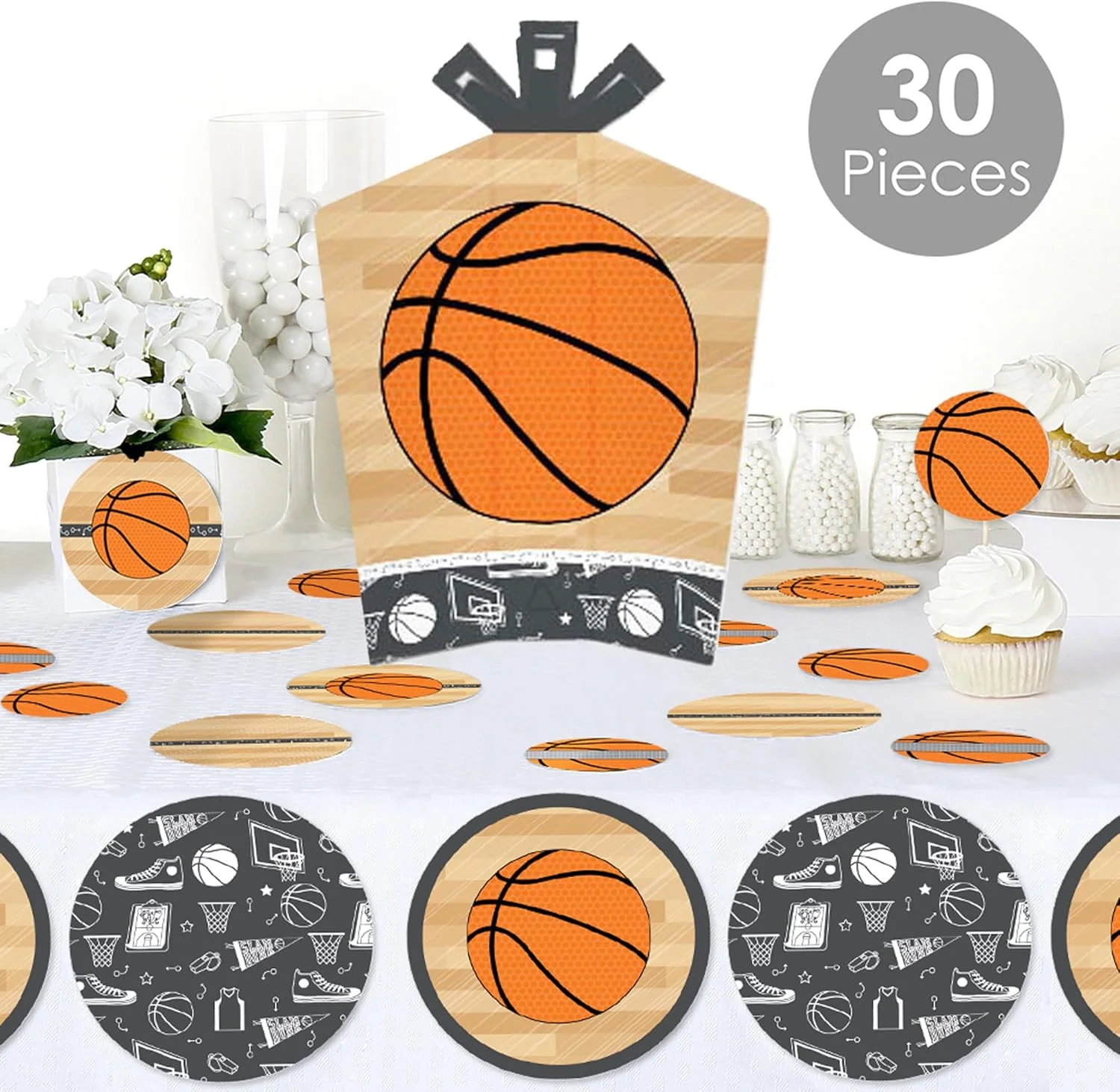 بیگ دات آو هپینس Nothin’ but Net - بسکتبال - دکور و کانفتی جشن نوزاد یا تولد - کیت تزیین میز فوق العاده - مجموعه 30 عددی بیگ دات آو هپینس Nothin’ but Net - بسکتبال - دکور و کانفتی جشن نوزاد یا تولد - کیت تزیین میز فوق العاده - مجموعه 30 عددی