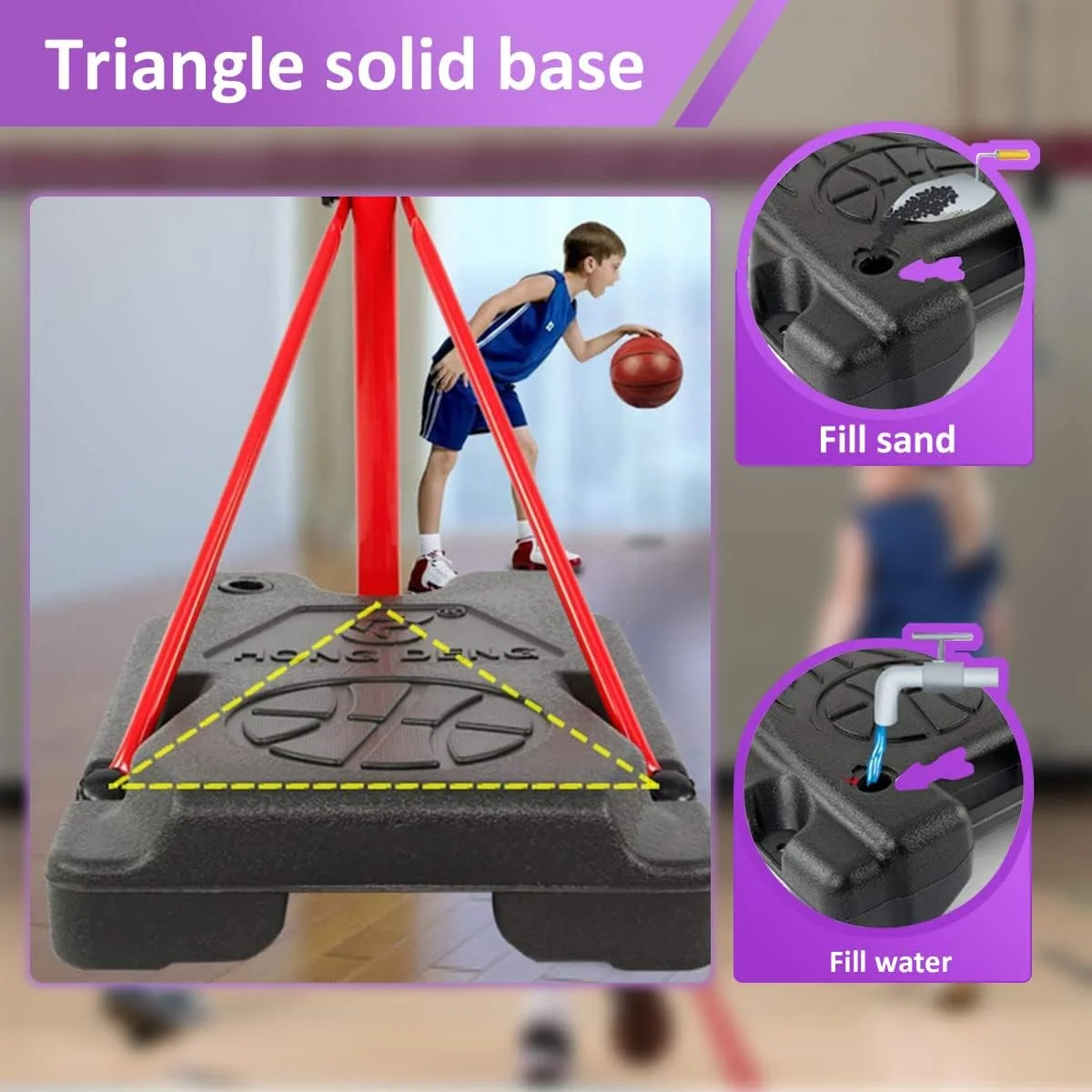 ست حلقه بسکتبال کودکانه، اسباب بازی پایه بسکتبال با توپ و پمپ برای سنین مختلف دختر و پسر، بازی ورزشی سرگرم کننده داخل و خارج از خانه، پایه بسکتبال با ارتفاع قابل تنظیم 143/160/193 سانتی متر