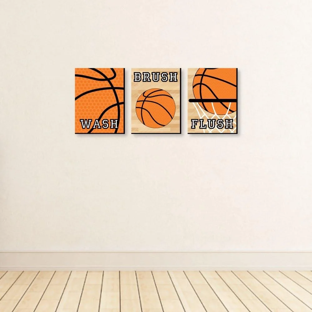 بیگ دات آو هپینس - بسکتبال - قوانین حمام کودکان - تابلوی دیواری 7.5" x 10" - مجموعه 3 تابلویی - بشویید، مسواک بزنید، سیفون را بکشید بیگ دات آو هپینس - بسکتبال - قوانین حمام کودکان - تابلوی دیواری 7.5" x 10" - مجموعه 3 تابلویی - بشویید، مسواک بزنید، سیفون را بکشید