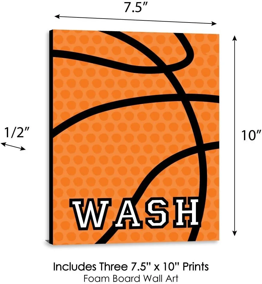 بیگ دات آو هپینس - بسکتبال - قوانین حمام کودکان - تابلوی دیواری 7.5" x 10" - مجموعه 3 تابلویی - بشویید، مسواک بزنید، سیفون را بکشید بیگ دات آو هپینس - بسکتبال - قوانین حمام کودکان - تابلوی دیواری 7.5" x 10" - مجموعه 3 تابلویی - بشویید، مسواک بزنید، سیفون را بکشید