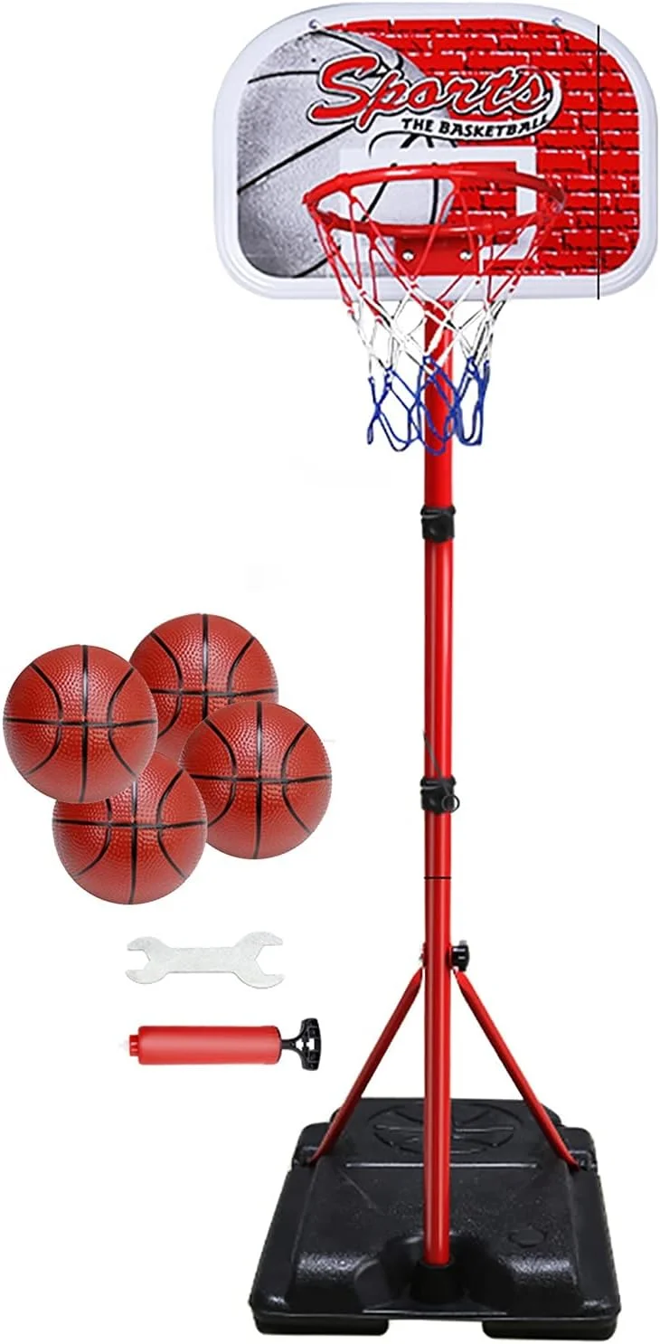 ست حلقه بسکتبال کودک با توپ، سیستم توری مینی بسکتبال برای کودکان 3-9 سال، ارتفاع قابل تنظیم 120-210 سانتی متر (رنگ: با 4 توپ) ست حلقه بسکتبال کودک با توپ، سیستم توری مینی بسکتبال برای کودکان 3-9 سال، ارتفاع قابل تنظیم 120-210 سانتی متر (رنگ: با 4 توپ)