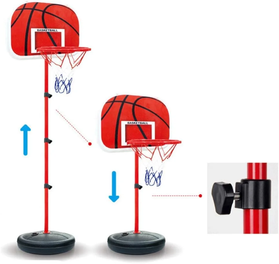 مجموعه پایه حلقه بسکتبال کودکان، مجموعه بسکتبال پایه قابل حمل، مجموعه اسباب بازی های بازی ورزشی با توپ، تور توپ و پمپ توپ، اسباب بازی های سرگرم کننده داخلی و خارجی