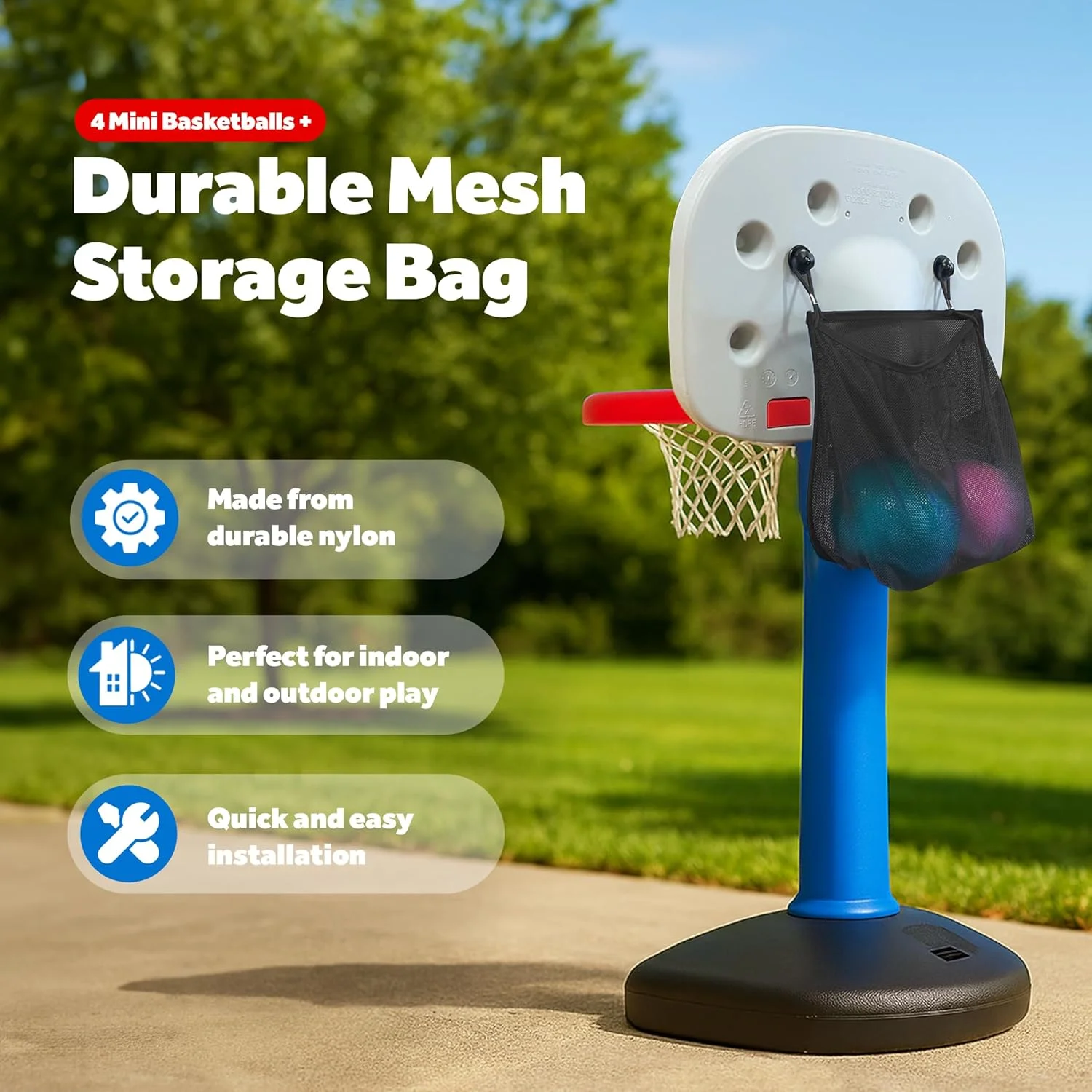 توپ های بسکتبال لاستیکی کوچک GALVANOX با پمپ (7 اینچ) شامل کیف توری برای نگهداری، طراحی شده برای حلقه بسکتبال Little Tikes