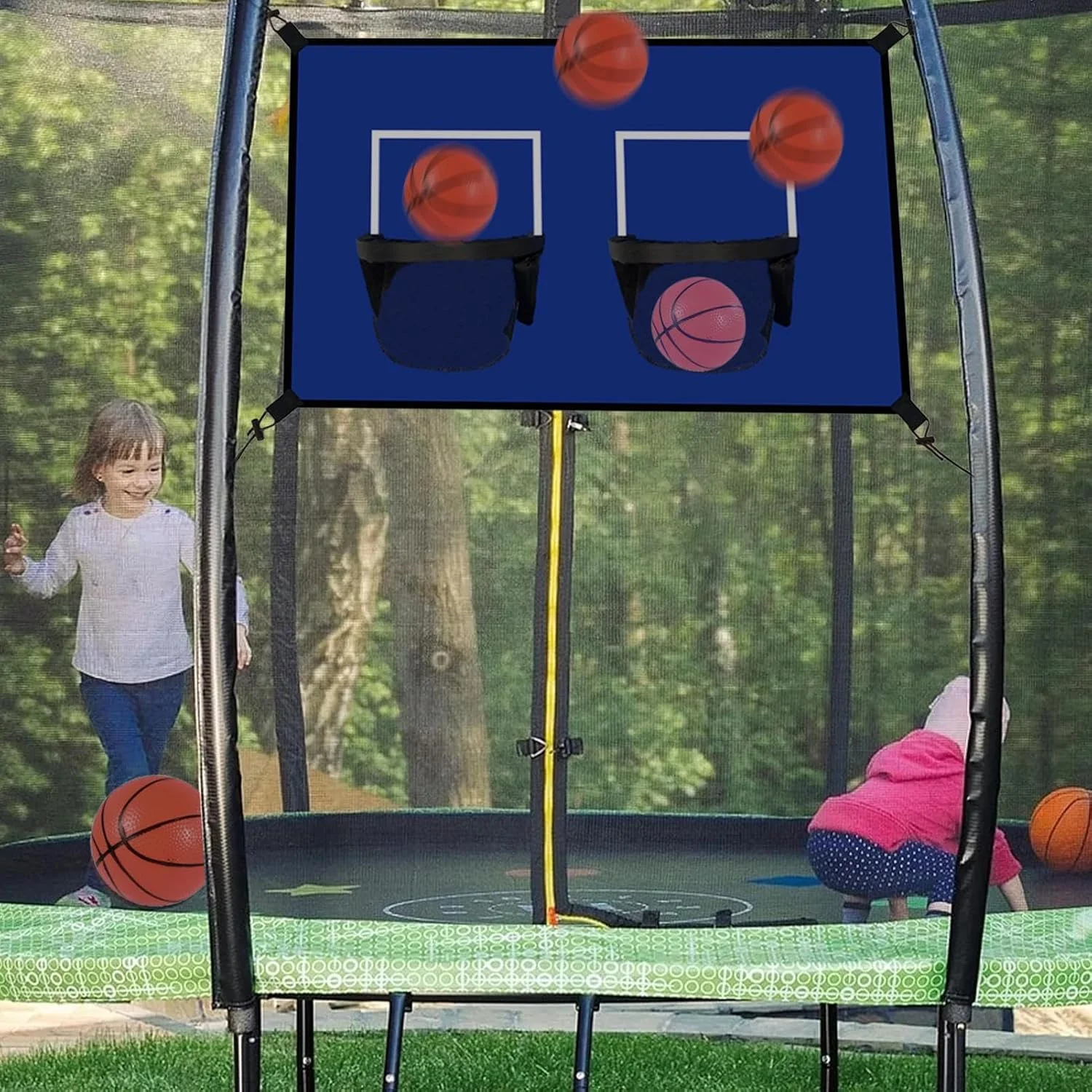 تور بسکتبال ترامپولین | حلقه بسکتبال قابل حمل ترامپولین | تور اسباب بازی ورزشی ضد آب برای بازی پرش کودکان مجموعه بازی برای بازی های داخل و خارج از خانه سرگرمی خانوادگی