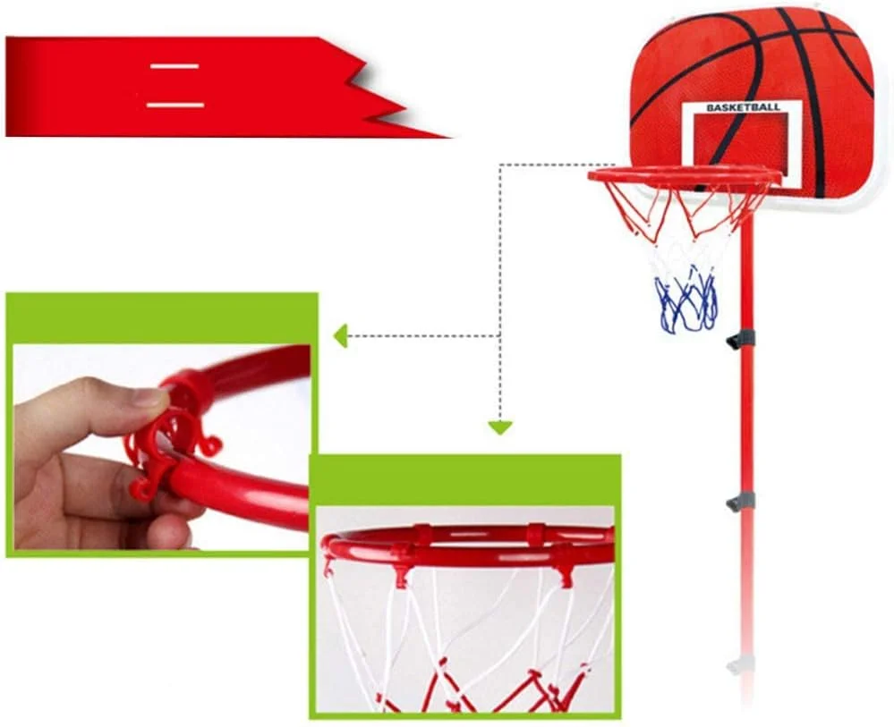 مجموعه پایه حلقه بسکتبال کودکان، مجموعه بسکتبال پایه قابل حمل، مجموعه اسباب بازی های بازی ورزشی با توپ، تور توپ و پمپ توپ، اسباب بازی های سرگرم کننده داخلی و خارجی