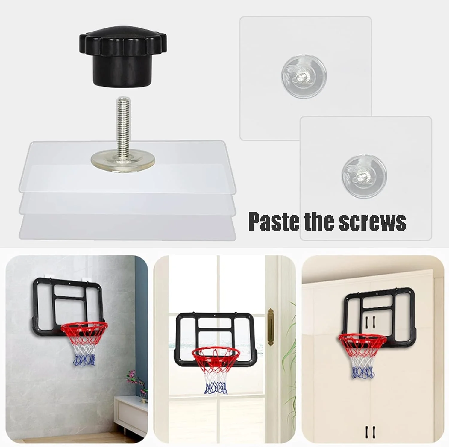 ست حلقه مینی بسکتبال برای کودکان و نوجوانان، حلقه بسکتبال دیواری بالای درب، 2 مینی بسکتبال و حلقه توری، هدیه برای کودکان