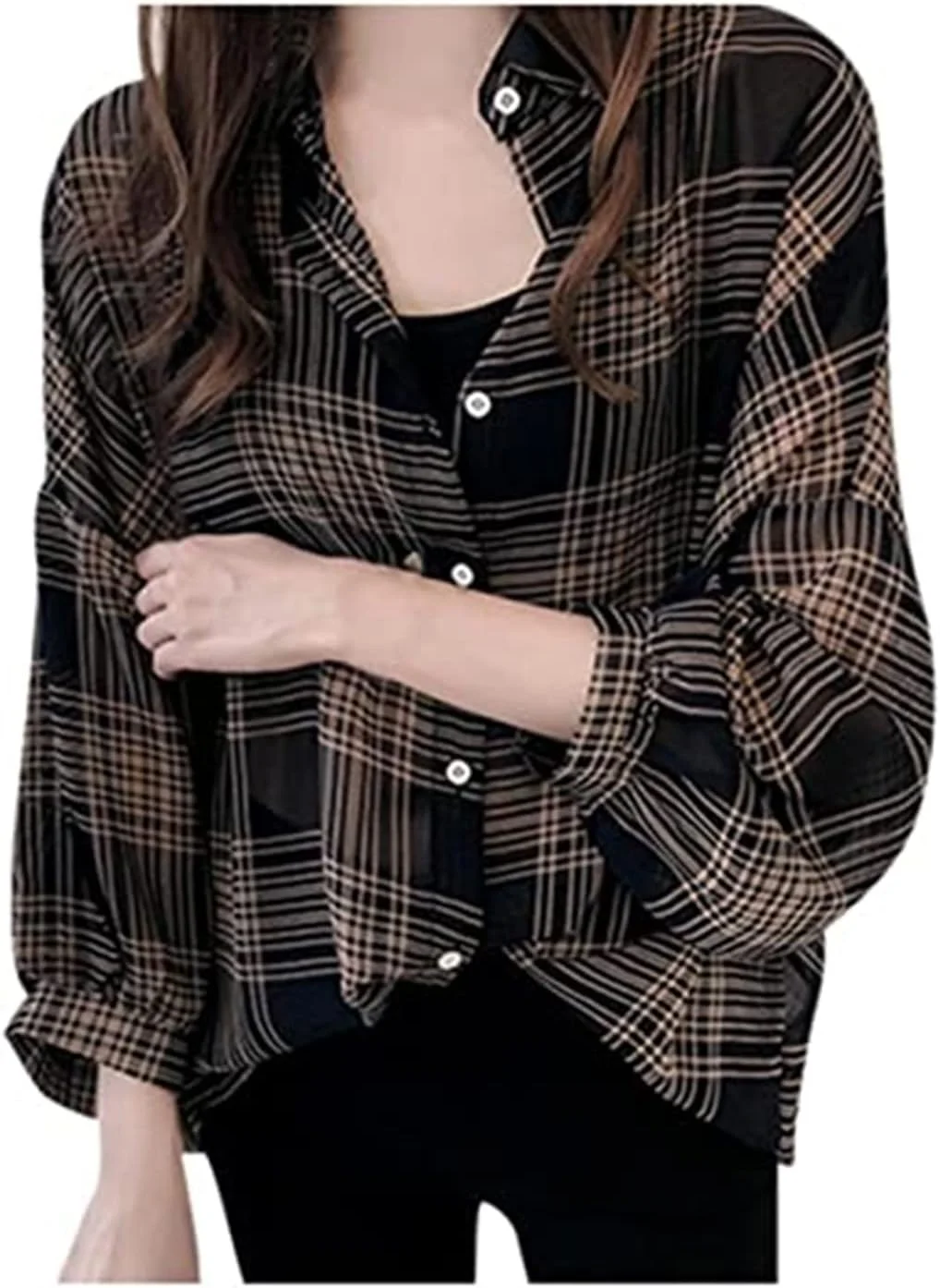 کت شکت زنانه، پشمی، طرح چهارخانه، یقه برگردان، دکمه دار، آستین بلند، مناسب پاییز 2023، مدل پیراهن کلاه دار با جیب