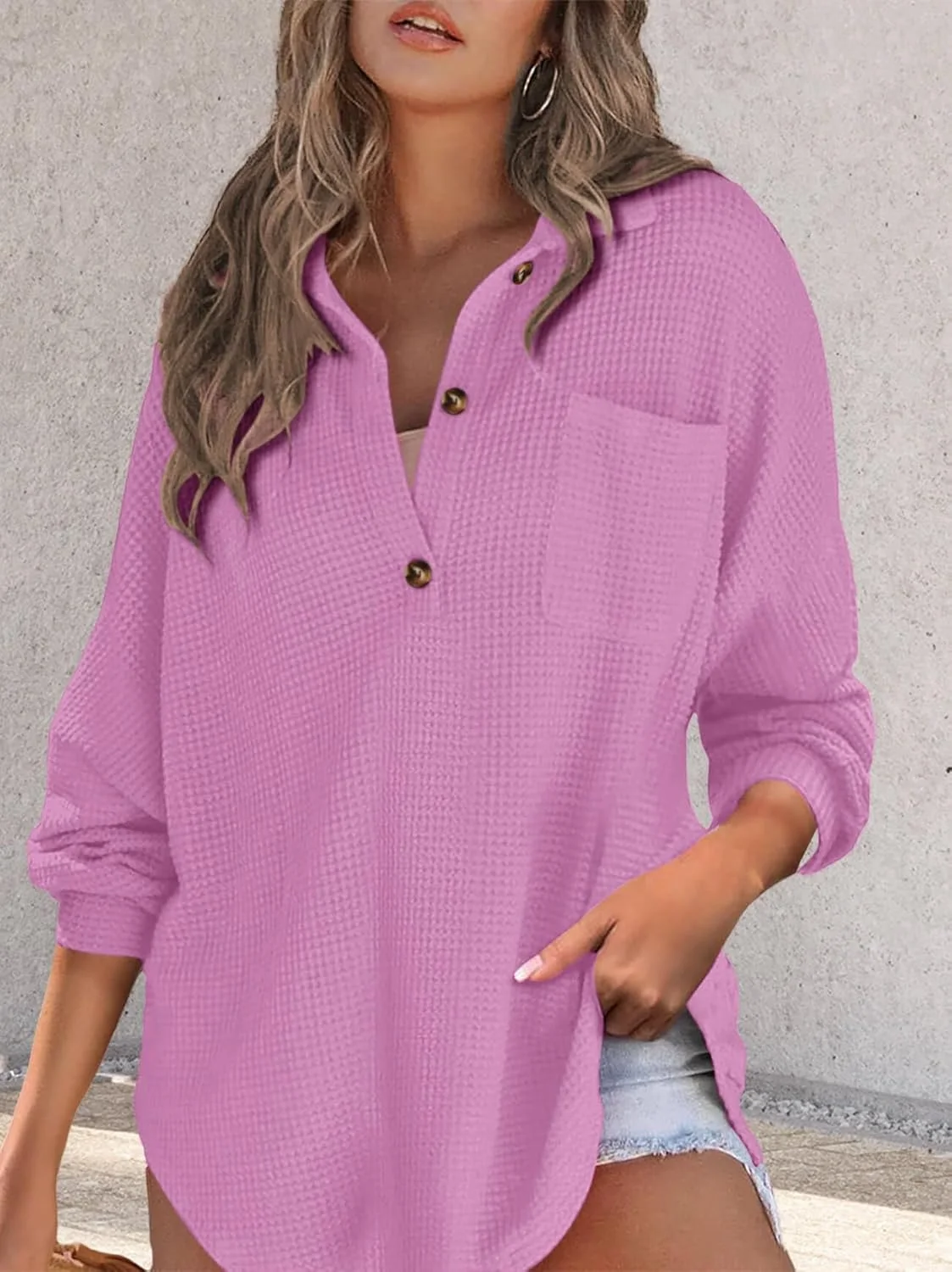 کت شکت بافت وافل دکمه دار زنانه، بلوز آستین بلند گشاد، پیراهن یقه هفت رنگ ثابت کت شکت بافت وافل دکمه دار زنانه، بلوز آستین بلند گشاد، پیراهن یقه هفت رنگ ثابت