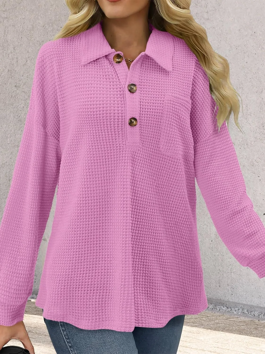 کت شکت بافت وافل دکمه دار زنانه، بلوز آستین بلند گشاد، پیراهن یقه هفت رنگ ثابت کت شکت بافت وافل دکمه دار زنانه، بلوز آستین بلند گشاد، پیراهن یقه هفت رنگ ثابت