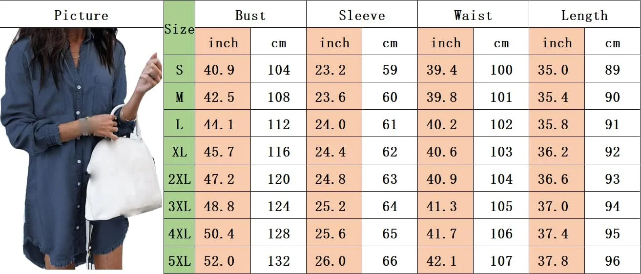 پیراهن زنانه آستین بلند دکمه دار جین Sexyshine با جیب