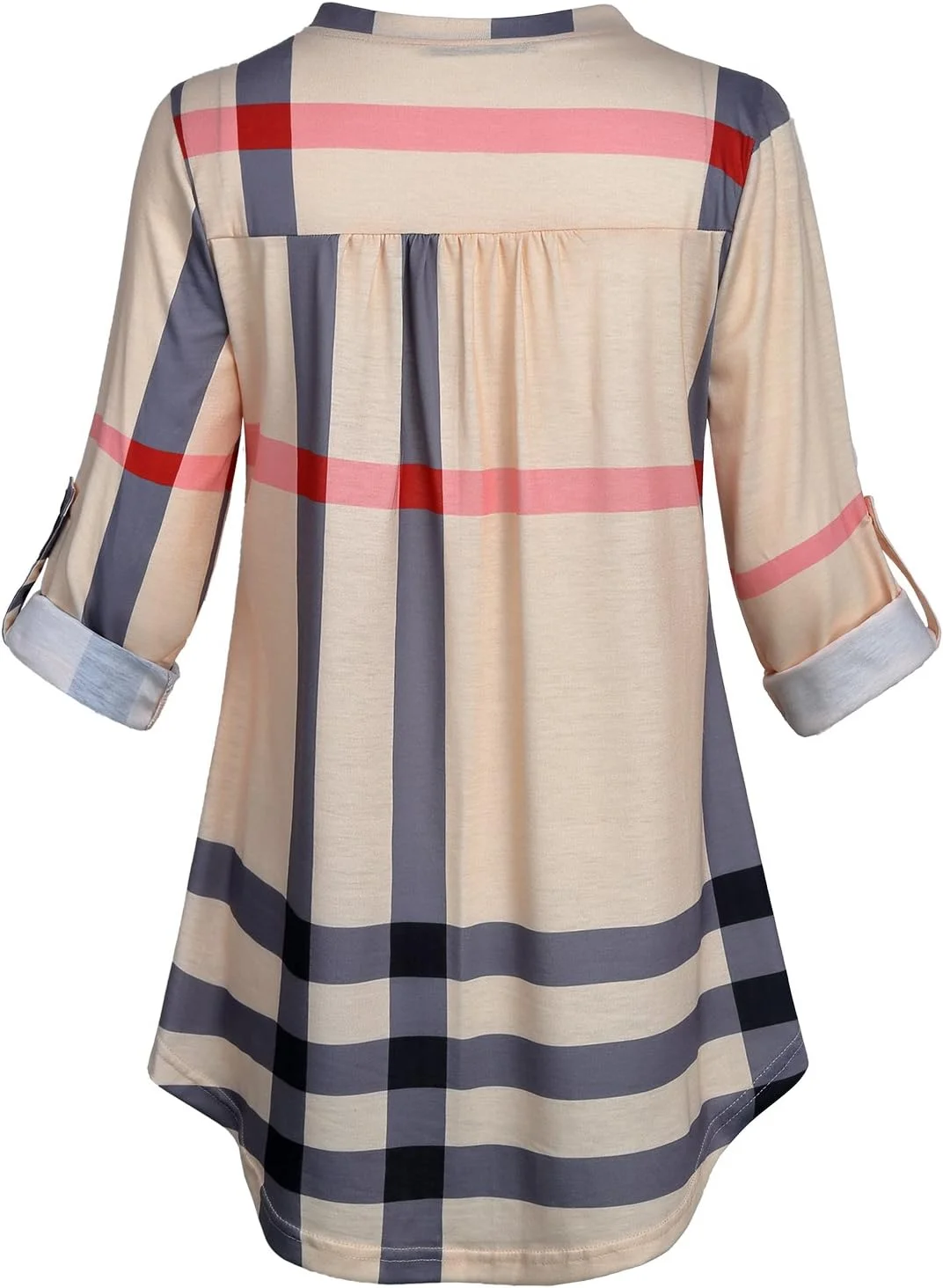 SeSe Code بلوز چهارخانه آستین سه ربع زنانه، مناسب استایل رسمی و غیررسمی