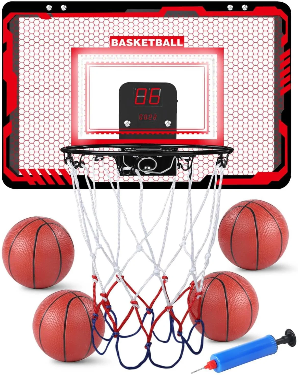 ست حلقه بسکتبال داخل سالن KASTWAVE با 4 توپ برای کودکان و بزرگسالان - حلقه بسکتبال مینی حرفه ای برای درب با لوازم جانبی کامل بسکتبال، اسباب بازی های بازی بسکتبال هدیه برای کودکان 3-12+ ساله (قرمز) ست حلقه بسکتبال داخل سالن KASTWAVE با 4 توپ برای کودکان و بزرگسالان - حلقه بسکتبال مینی حرفه ای برای درب با لوازم جانبی کامل بسکتبال، اسباب بازی های بازی بسکتبال هدیه برای کودکان 3-12+ ساله (قرمز)