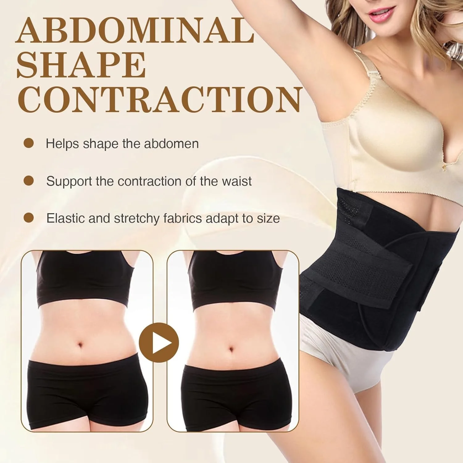 شکم بند بعد از زایمان، شکم بند حمایتی بعد از زایمان برای گن لاغری، گن فرم دهنده بدن، کمربند حمایت از شکم بعد از بارداری بعد از جراحی (مشکی)