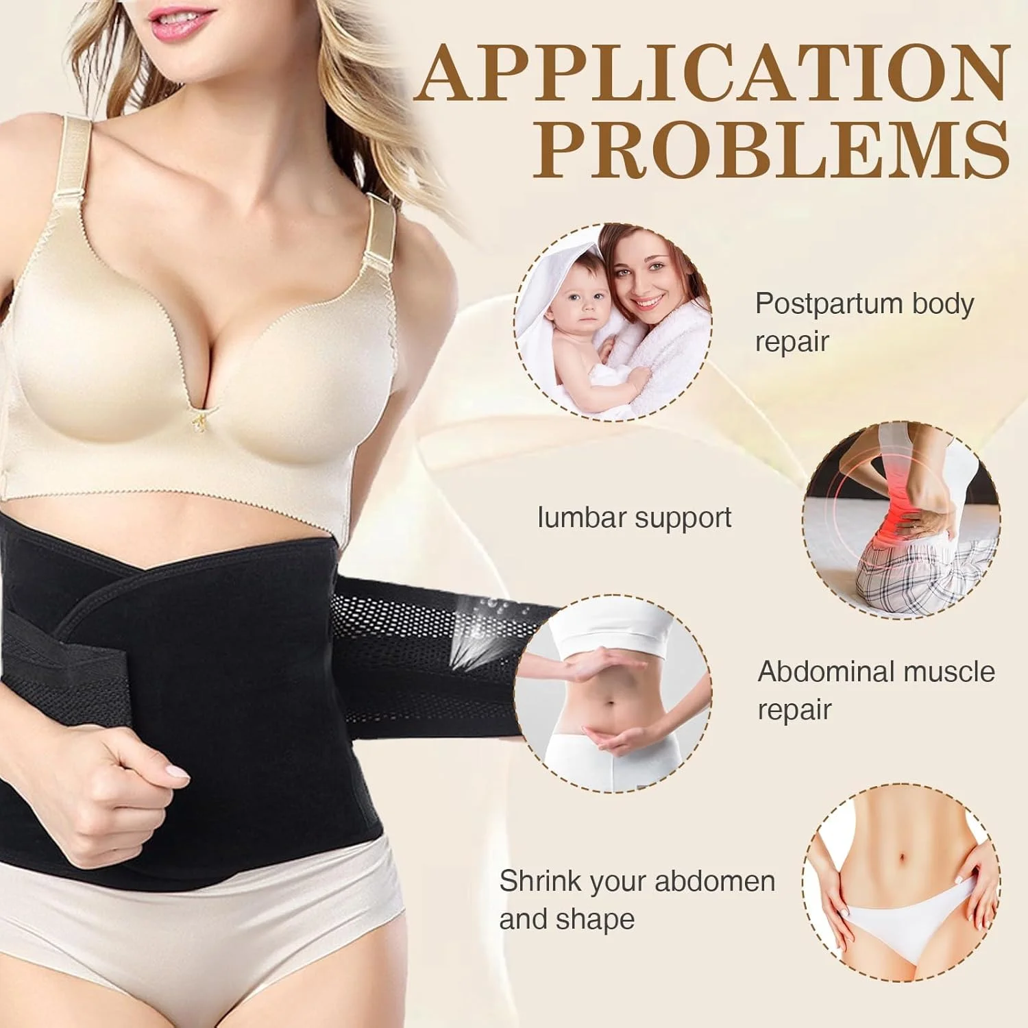 شکم بند بعد از زایمان، شکم بند حمایتی بعد از زایمان برای گن لاغری، گن فرم دهنده بدن، کمربند حمایت از شکم بعد از بارداری بعد از جراحی (مشکی)