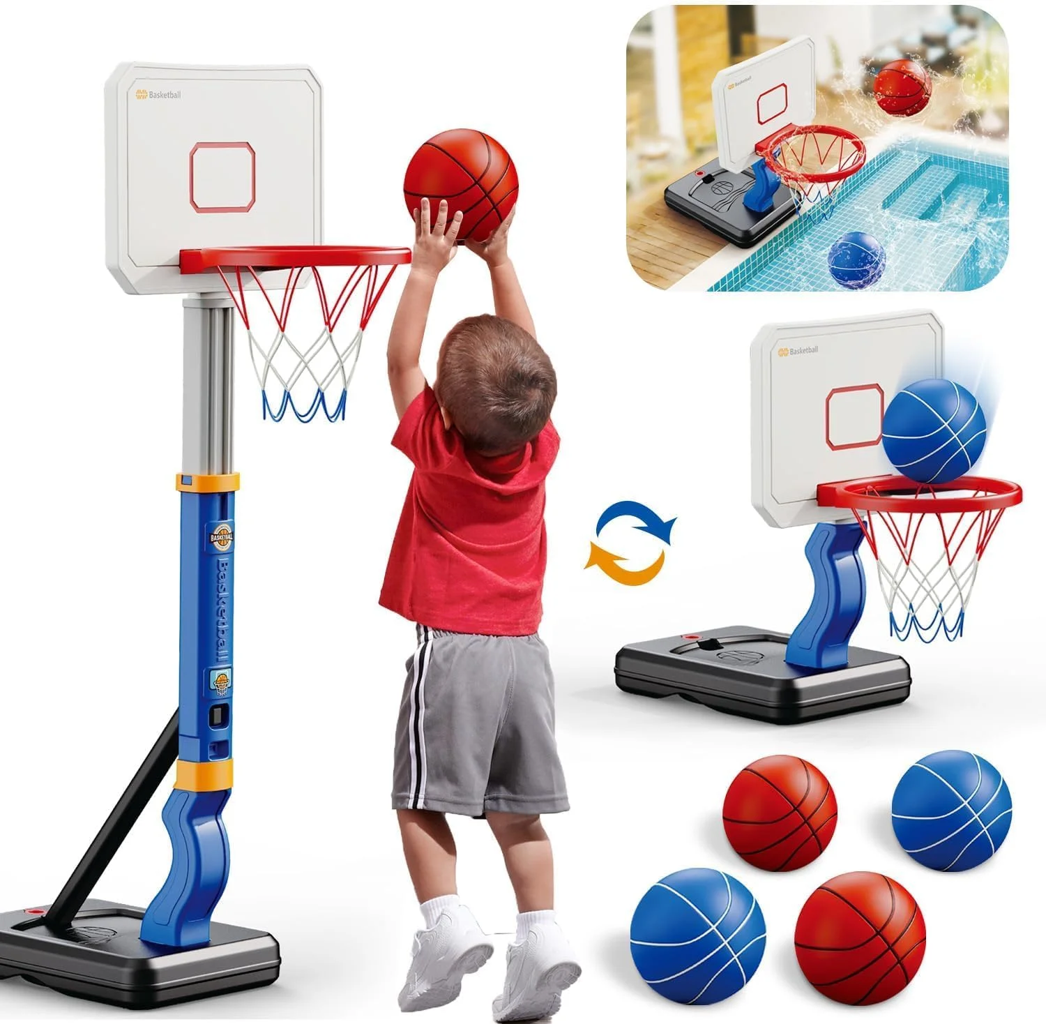 حلقه بسکتبال فضای باز SOOFAM، حلقه بسکتبال کودکان با ارتفاع قابل تنظیم 70 تا 137 سانتی متر به همراه 4 توپ بسکتبال برای بازی کودکان در فضای داخلی و خارجی، اسباب بازی بسکتبال کودکان نوپا برای پسران 3 4 5 6 7 8 ساله حلقه بسکتبال فضای باز SOOFAM، حلقه بسکتبال کودکان با ارتفاع قابل تنظیم 70 تا 137 سانتی متر به همراه 4 توپ بسکتبال برای بازی کودکان در فضای داخلی و خارجی، اسباب بازی بسکتبال کودکان نوپا برای پسران 3 4 5 6 7 8 ساله