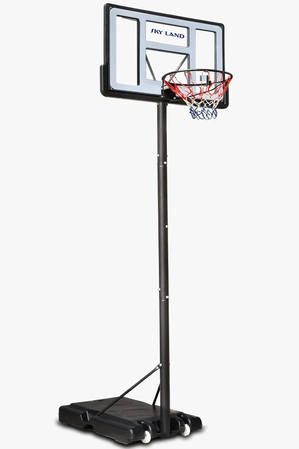 حلقه بسکتبال قابل حمل SKY LAND، ارتفاع قابل تنظیم 1.5 تا 3 متر با تخته پشتی ضد ضربه 112 سانتی متری، حلقه 45 سانتی متری و چرخ، سیستم گل بسکتبال فضای باز و داخلی برای کودکان و بزرگسالان EM-1873 حلقه بسکتبال قابل حمل SKY LAND، ارتفاع قابل تنظیم 1.5 تا 3 متر با تخته پشتی ضد ضربه 112 سانتی متری، حلقه 45 سانتی متری و چرخ، سیستم گل بسکتبال فضای باز و داخلی برای کودکان و بزرگسالان EM-1873