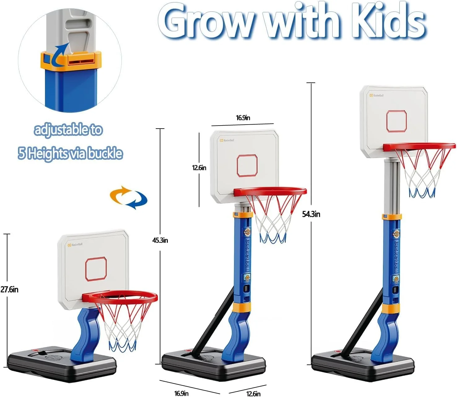 حلقه بسکتبال فضای باز SOOFAM، حلقه بسکتبال کودکان با ارتفاع قابل تنظیم 70 تا 137 سانتی متر به همراه 4 توپ بسکتبال برای بازی کودکان در فضای داخلی و خارجی، اسباب بازی بسکتبال کودکان نوپا برای پسران 3 4 5 6 7 8 ساله حلقه بسکتبال فضای باز SOOFAM، حلقه بسکتبال کودکان با ارتفاع قابل تنظیم 70 تا 137 سانتی متر به همراه 4 توپ بسکتبال برای بازی کودکان در فضای داخلی و خارجی، اسباب بازی بسکتبال کودکان نوپا برای پسران 3 4 5 6 7 8 ساله