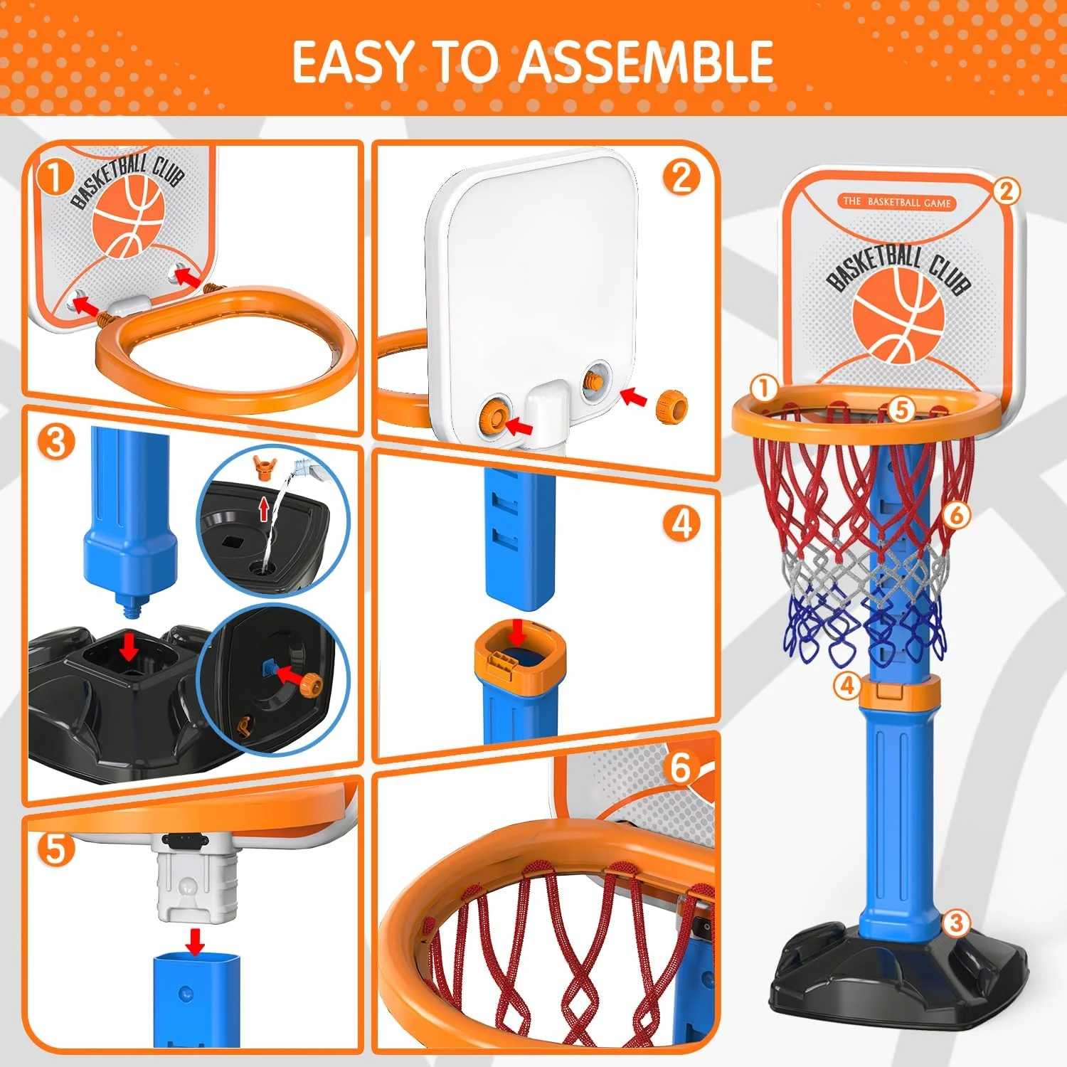 ست حلقه بسکتبال کودک Sotodik، مجموعه بازی آرکید بسکتبال، ارتفاع قابل تنظیم با 4 توپ و پمپ هوا، اسباب بازی های ورزشی داخلی و خارجی برای بازی های حیاط خلوت در فضای باز استخر، هدیه برای پسران و دختران نوپا