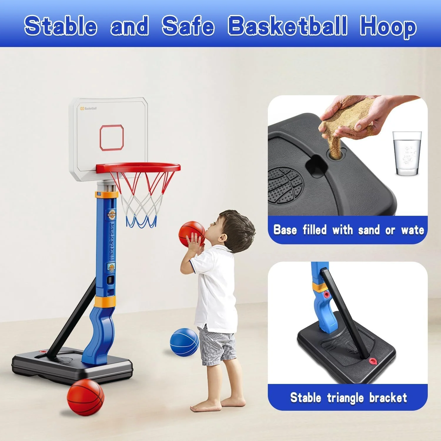 حلقه بسکتبال فضای باز SOOFAM، حلقه بسکتبال کودکان با ارتفاع قابل تنظیم 70 تا 137 سانتی متر به همراه 4 توپ بسکتبال برای بازی کودکان در فضای داخلی و خارجی، اسباب بازی بسکتبال کودکان نوپا برای پسران 3 4 5 6 7 8 ساله حلقه بسکتبال فضای باز SOOFAM، حلقه بسکتبال کودکان با ارتفاع قابل تنظیم 70 تا 137 سانتی متر به همراه 4 توپ بسکتبال برای بازی کودکان در فضای داخلی و خارجی، اسباب بازی بسکتبال کودکان نوپا برای پسران 3 4 5 6 7 8 ساله