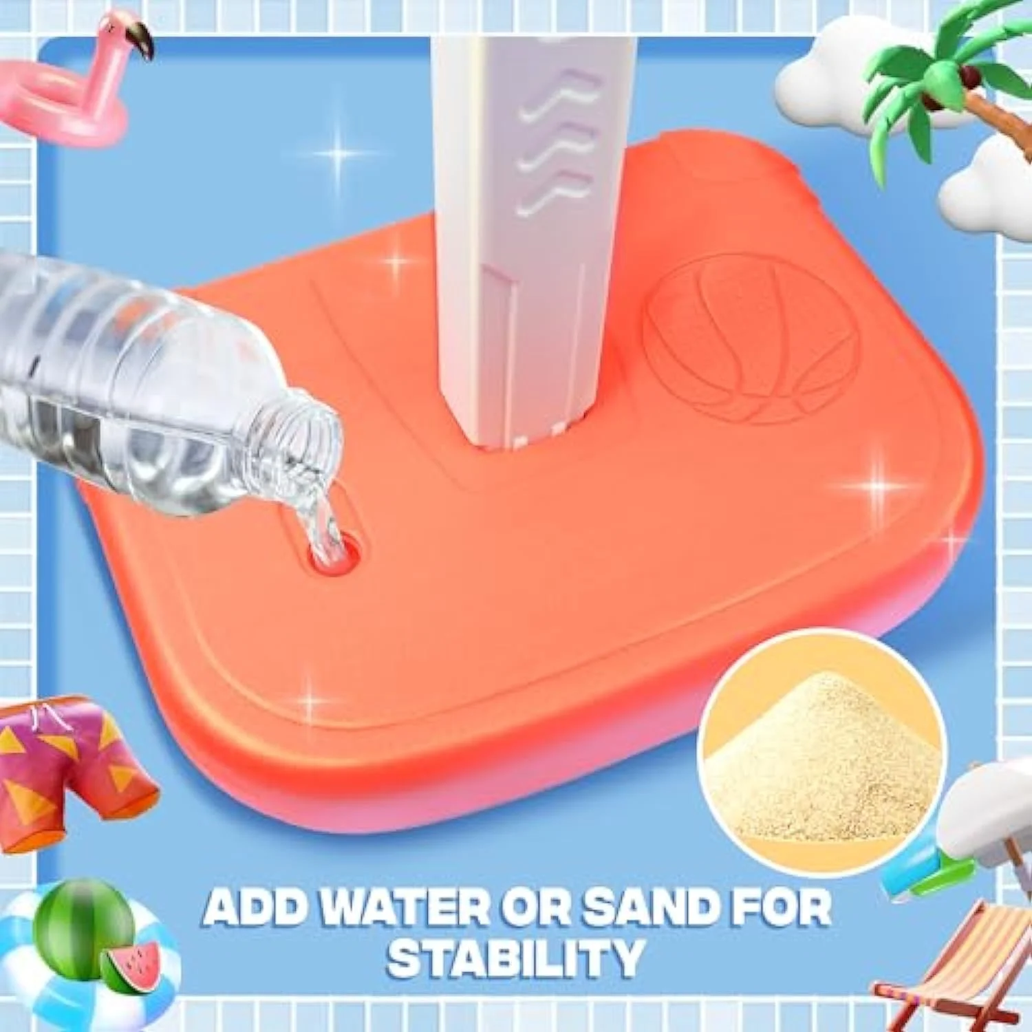 حلقه بسکتبال استخر، اسباب بازی های استخر، حلقه های کنار استخر قابل تنظیم 2 در 1 با پمپ، تور و 2 توپ، بازی بسکتبال تابستانی استخر سرپوشیده و روباز، اسباب بازی آبی مهمانی خانوادگی ساحلی تابستانی خنک