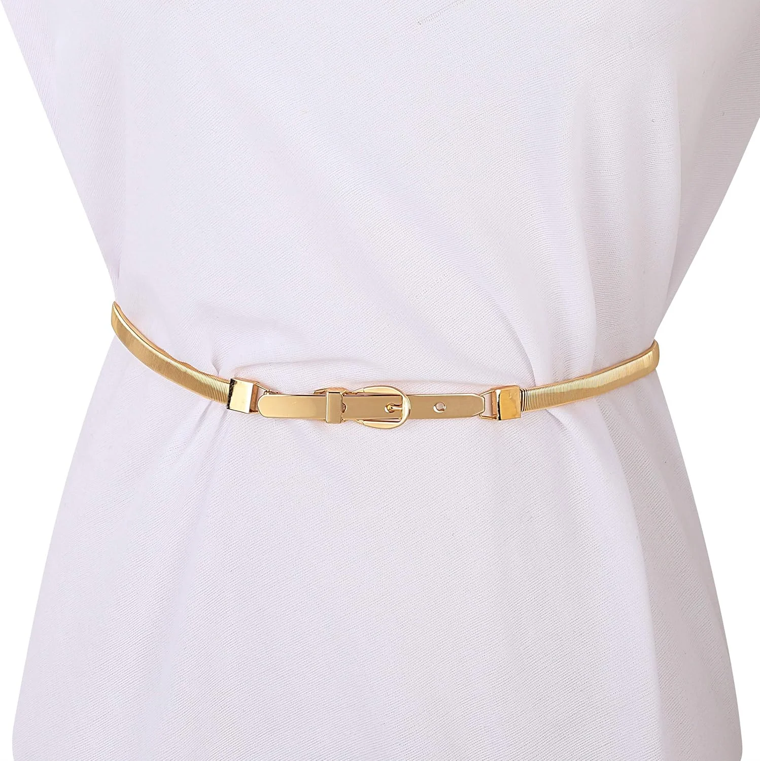 یوتبلا جواهرات کمربند کمر طلایی طرح صفحه فلزی قابل تنظیم الهام گرفته از افراد مشهور برای زنان/دختران (مدل 2)، طلایی، متوسط (YB_Belt_4)