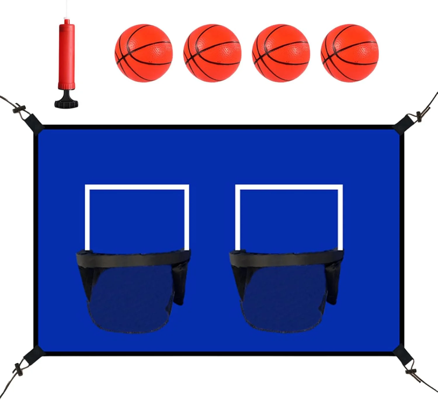 حلقه بسکتبال ترامپولین - حلقه بسکتبال ترامپولین دوتایی مناسب فضای باز - تور ورزشی ضد آب اسباب بازی کودکان، ست بازی پرشی برای بازی های داخل و خارج از خانه و تفریح خانوادگی حلقه بسکتبال ترامپولین - حلقه بسکتبال ترامپولین دوتایی مناسب فضای باز - تور ورزشی ضد آب اسباب بازی کودکان، ست بازی پرشی برای بازی های داخل و خارج از خانه و تفریح خانوادگی