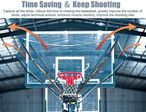 سیستم بازگشت توپ بسکتبال قابل حمل TEHONGMAI - ست تور محافظ و بازگرداننده توپ بسکتبال مناسب فضای باز و داخل سالن، تمرین دهنده شوت چرخشی - مهارت های خود را ارتقا دهید سیستم بازگشت توپ بسکتبال قابل حمل TEHONGMAI - ست تور محافظ و بازگرداننده توپ بسکتبال مناسب فضای باز و داخل سالن، تمرین دهنده شوت چرخشی - مهارت های خود را ارتقا دهید